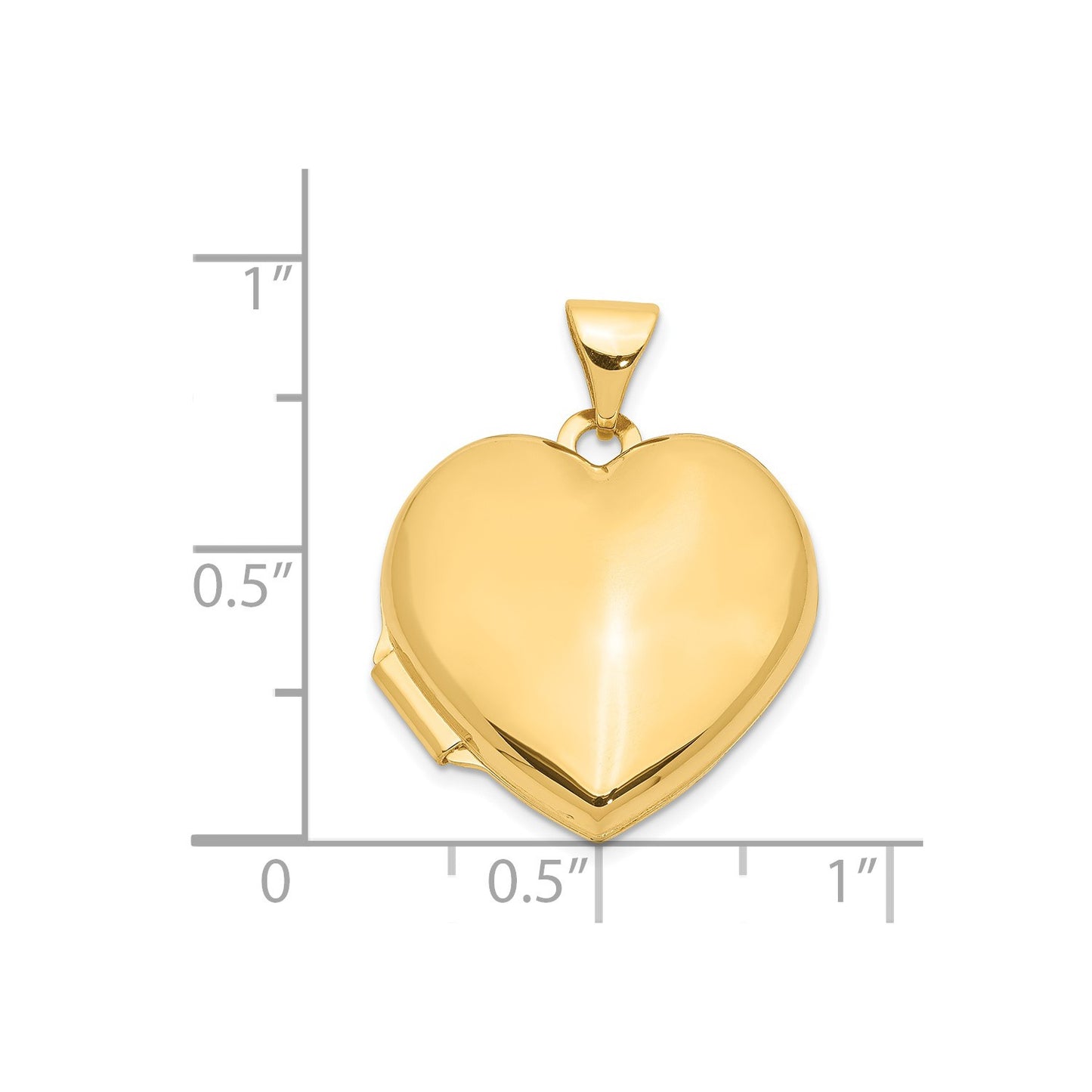 14k 18mm Domed Plain Heart Locket