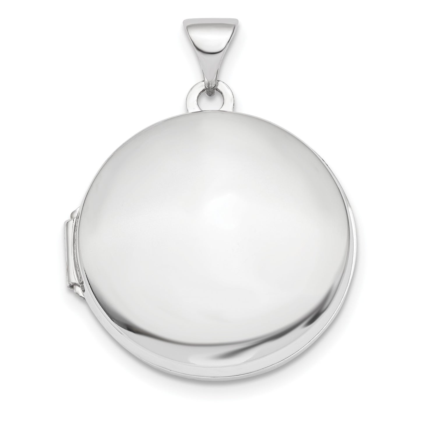 14k White Gold Polished Domed 20mm Round Locket