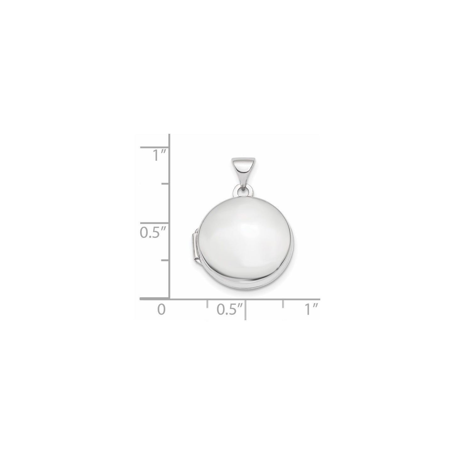 14k White Gold Polished Domed 16mm Round Locket