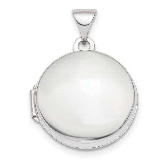 14k White Gold Polished Domed 16mm Round Locket