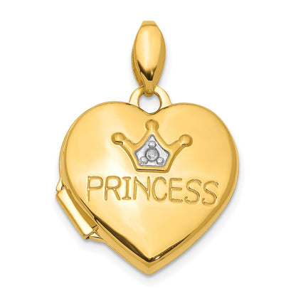 14KY Diamond 16mm Princess Locket Pendant