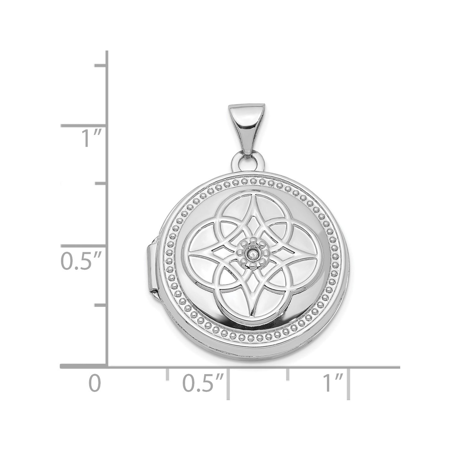 14K White Gold 20mm Diamond Locket Pendant