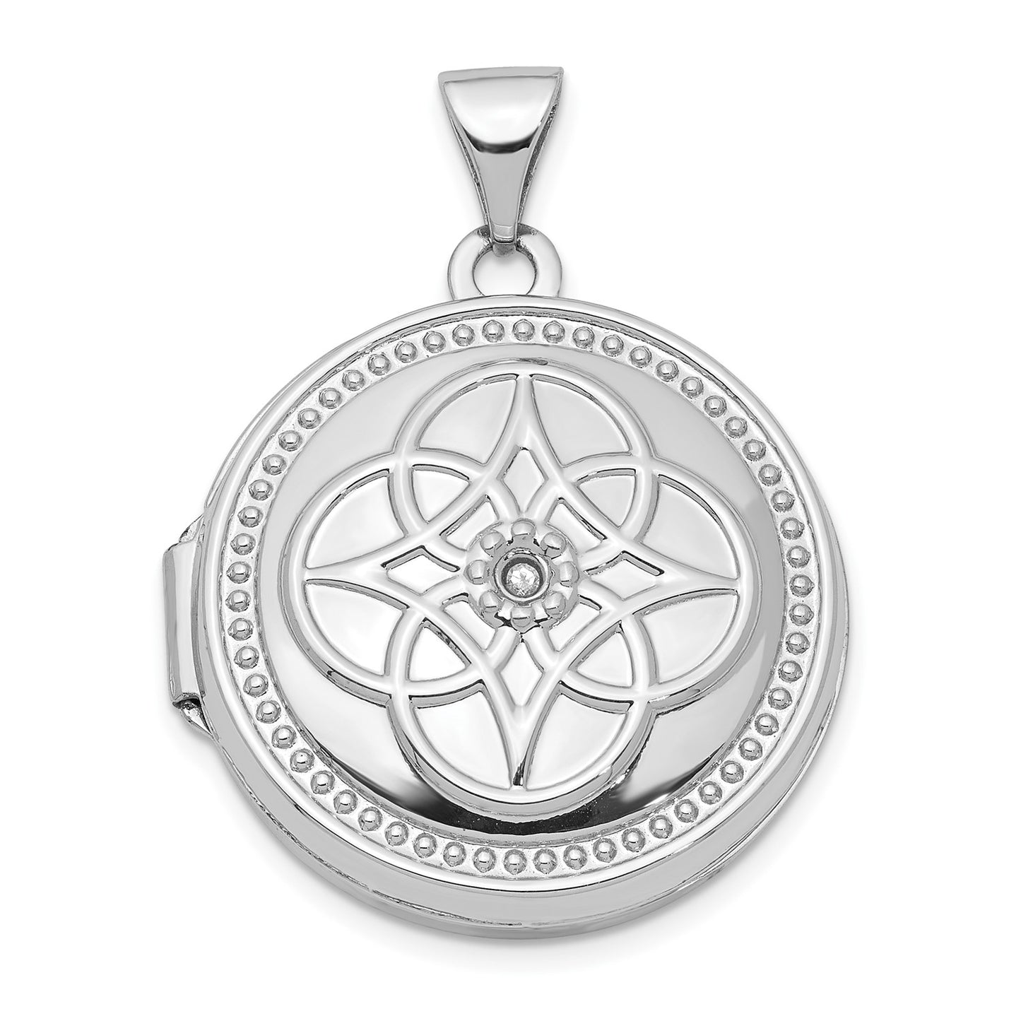 14K White Gold 20mm Diamond Locket Pendant