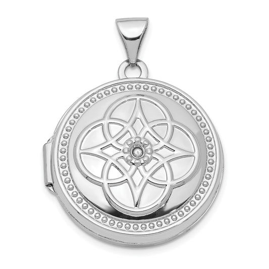 14K White Gold 20mm Diamond Locket Pendant