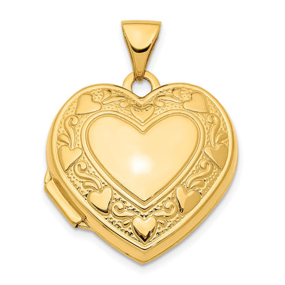 14K 19mm Heart Border Heart Locket Pendant