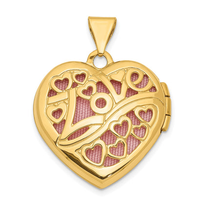 14ky Hearts w/ LOVE 19mm Reversible Heart Locket Pendant