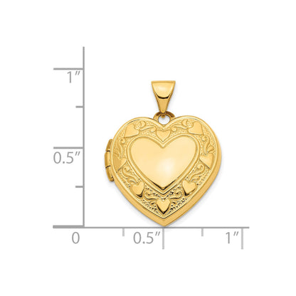 14ky Hearts w/ LOVE 19mm Reversible Heart Locket Pendant