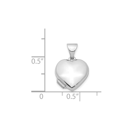 14K White Gold Heart 13mm Locket Pendant