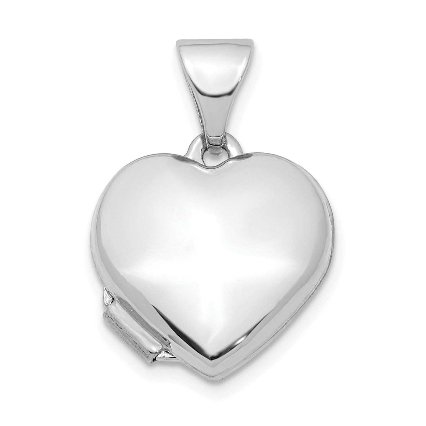 14K White Gold Heart 13mm Locket Pendant