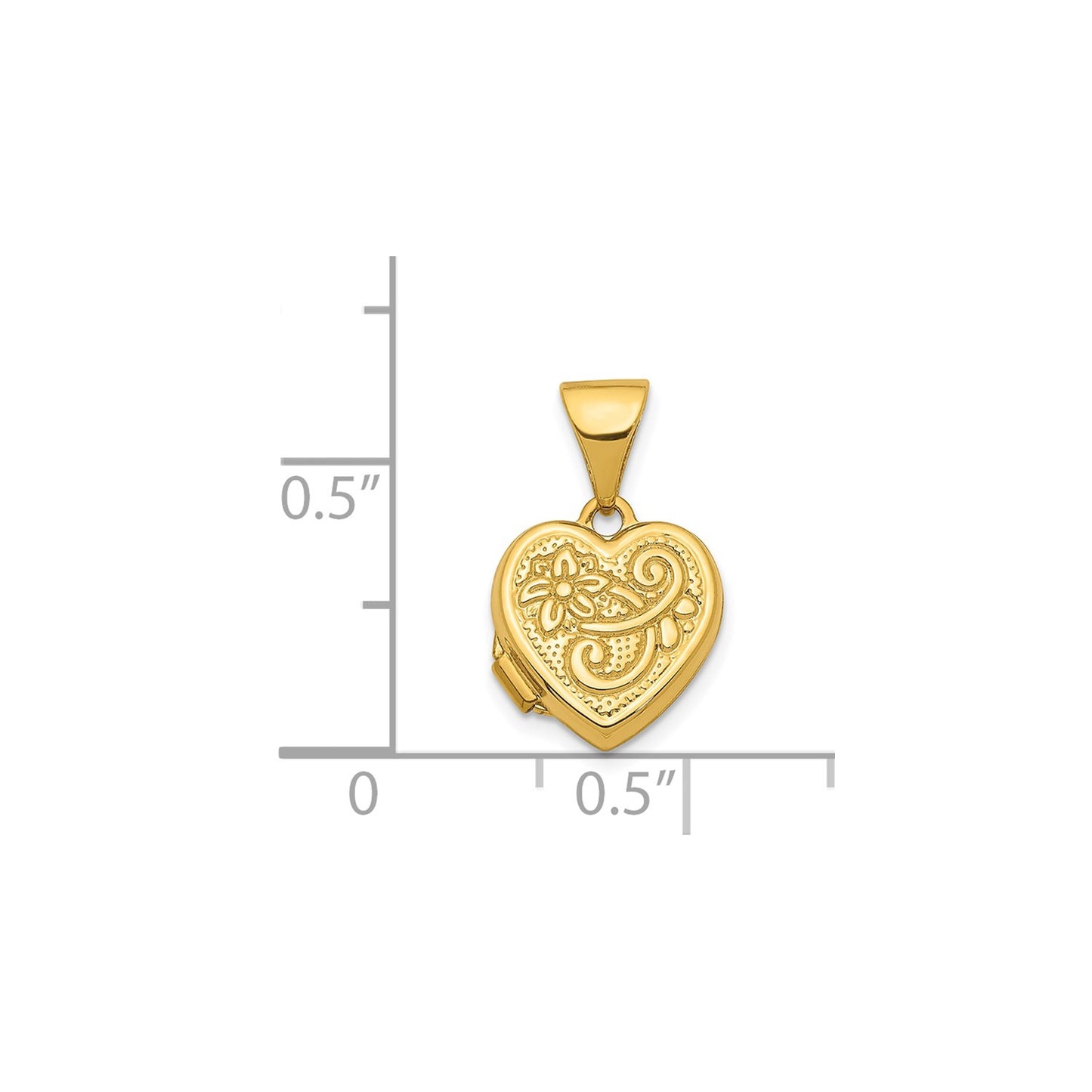 14K 11mm Floral Heart Locket Pendant