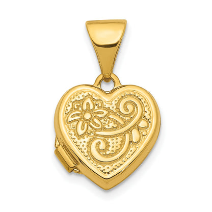 14K 11mm Floral Heart Locket Pendant