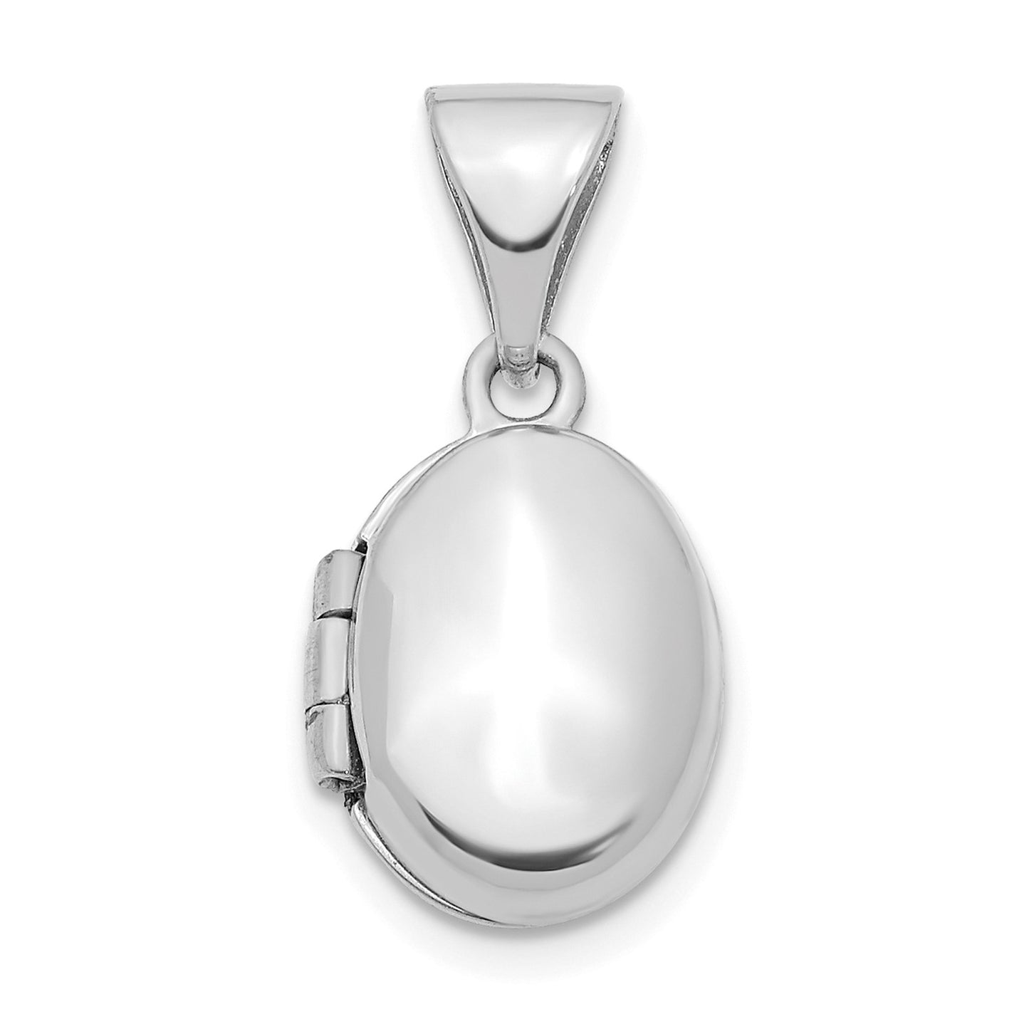 14K White Gold 12mm Oval Locket Pendant