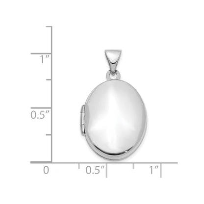 14K White Gold 21mm Oval Locket Pendant