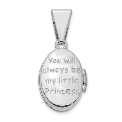 14K White Gold Little Princess 16mm Oval Locket Pendant