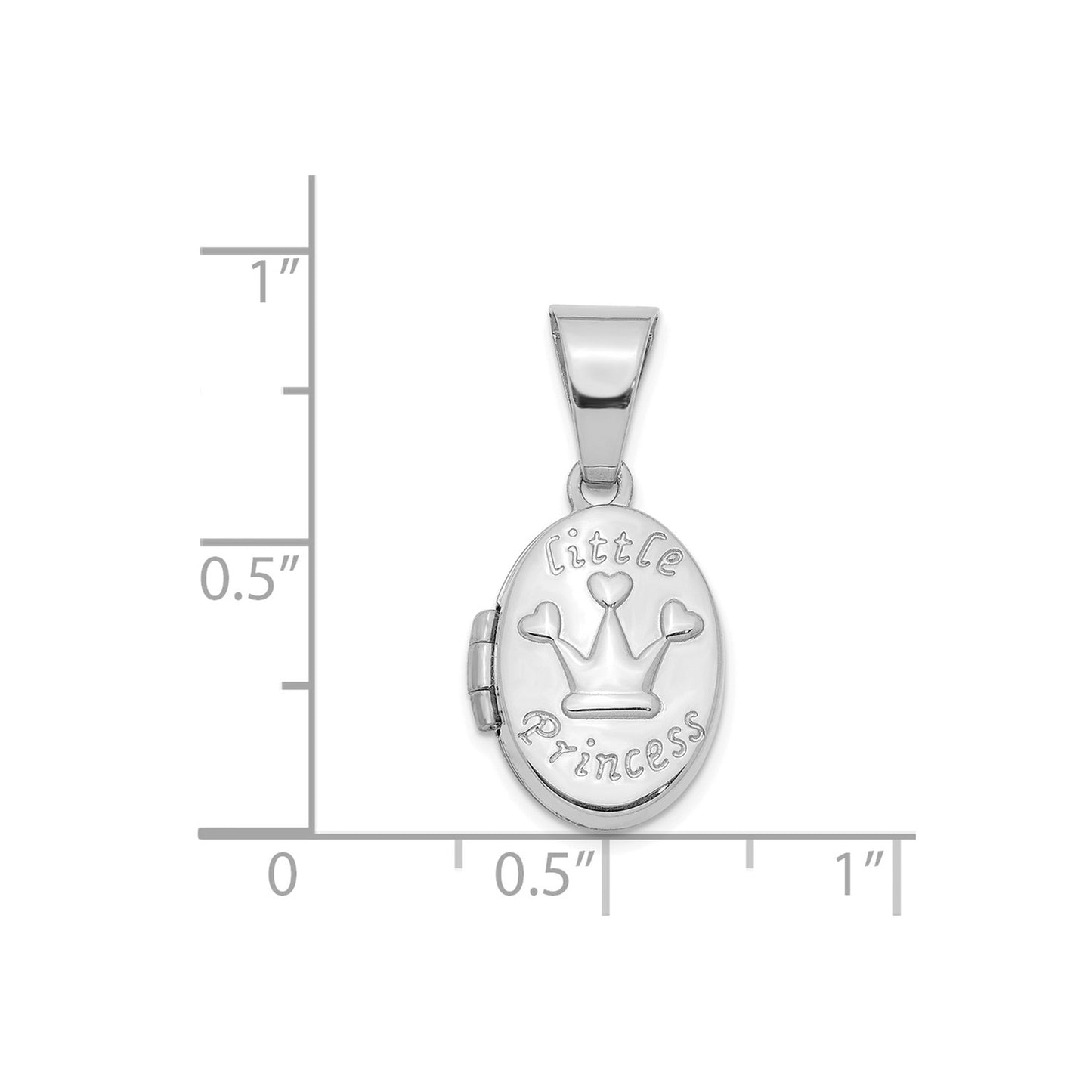 14K White Gold Little Princess 16mm Oval Locket Pendant