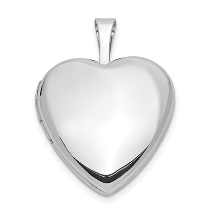 14k White Gold 16mm Heart Locket