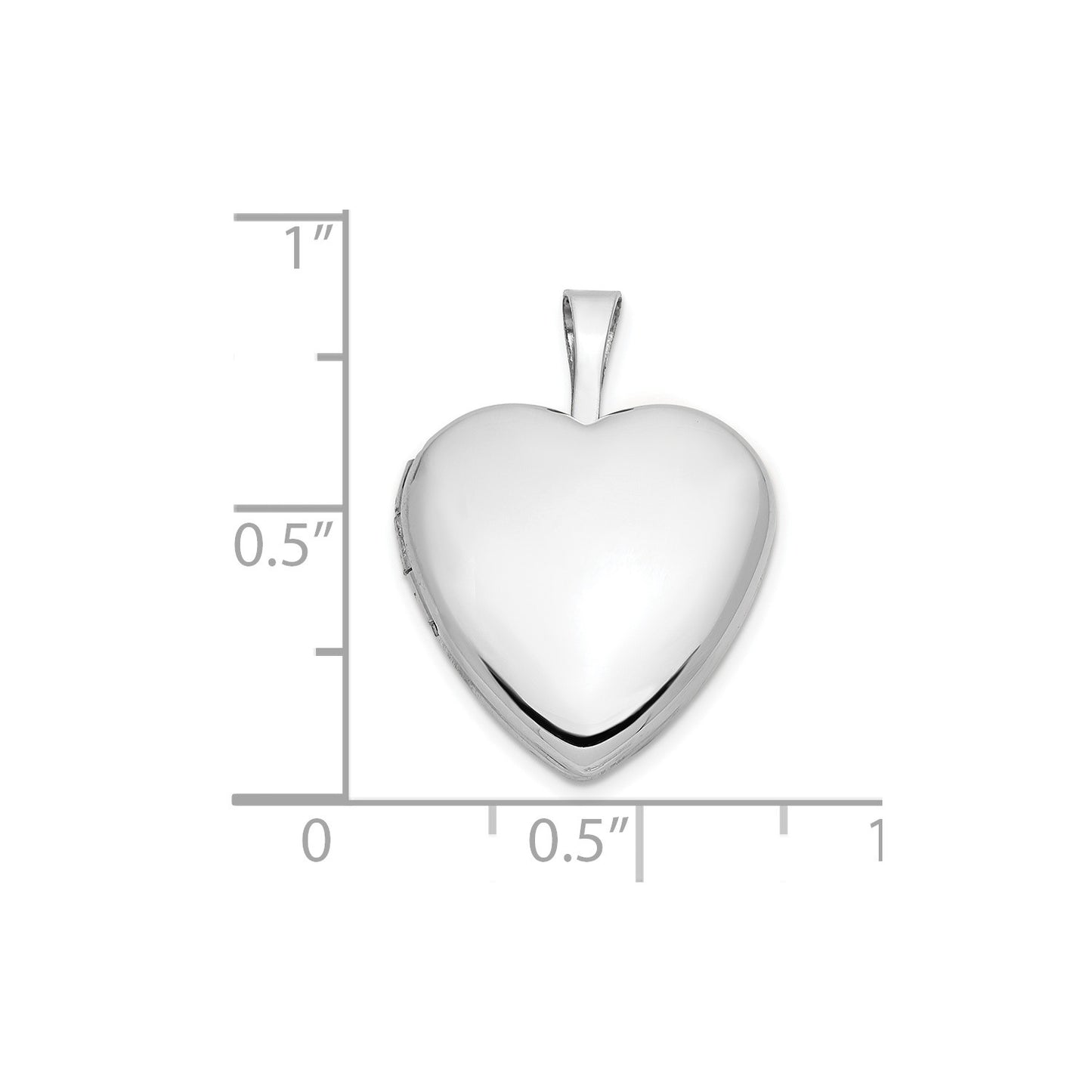 14k White Gold 16mm Heart Locket