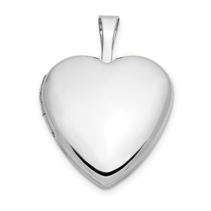 14k White Gold 16mm Heart Locket