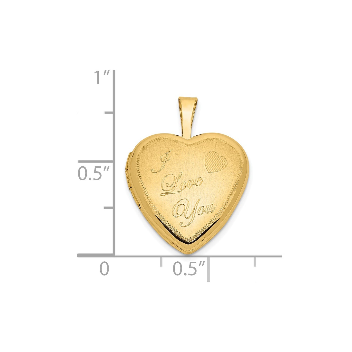 14k 16mm Polished & Satin I LOVE YOU Heart Locket