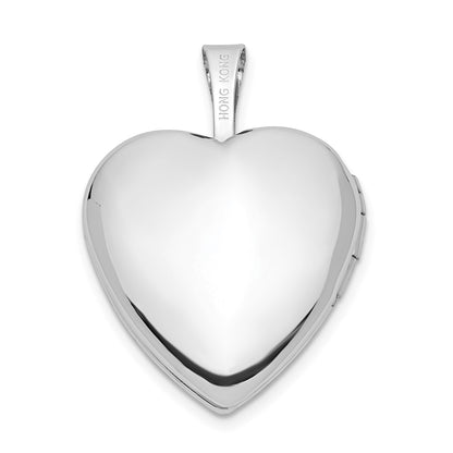 14k White Gold 16mm Satin I LOVE YOU Heart Locket