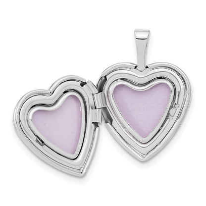 14k White Gold 16mm Satin I LOVE YOU Heart Locket