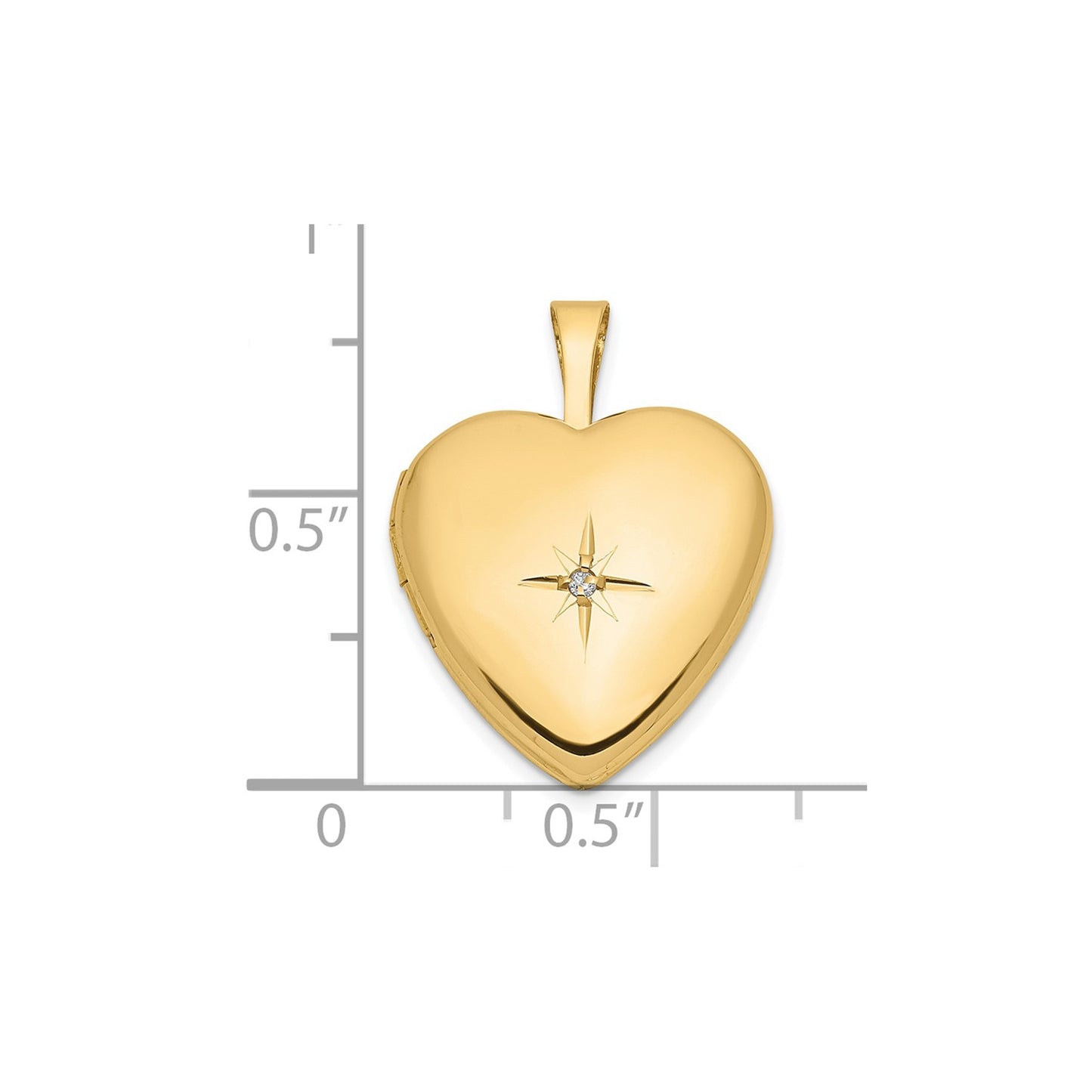 14k 16mm with .01ct. Diamond Star Heart Locket