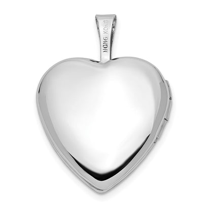 14k White Gold 16mm Double Hearts Locket