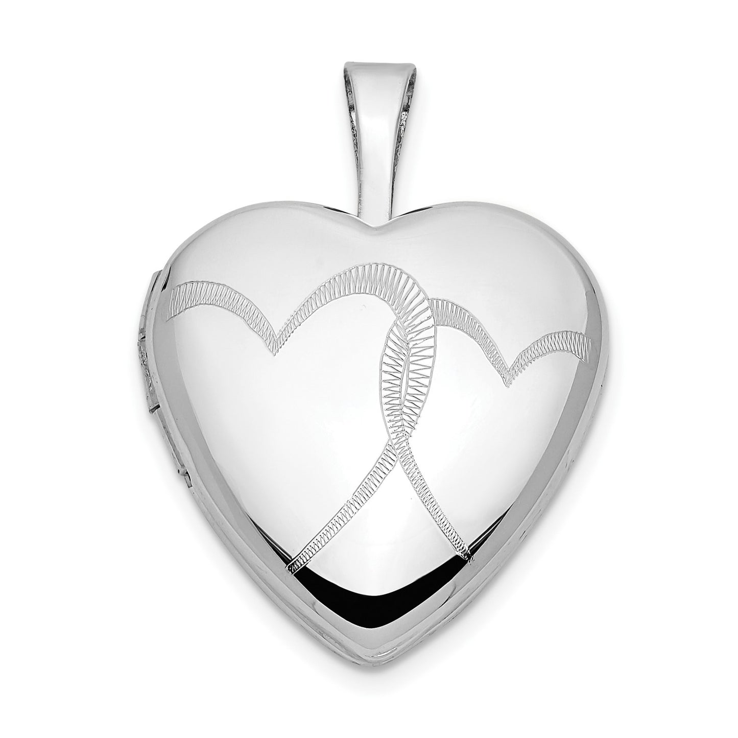 14k White Gold 16mm Double Hearts Locket