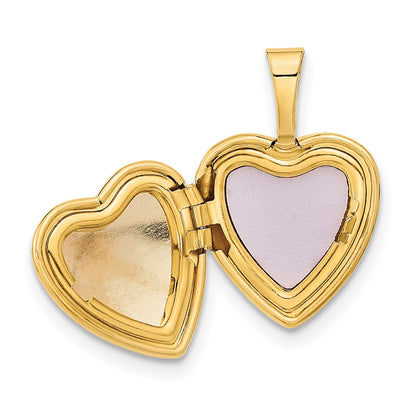 14k 12mm Satin with Enamel Rose Heart Locket