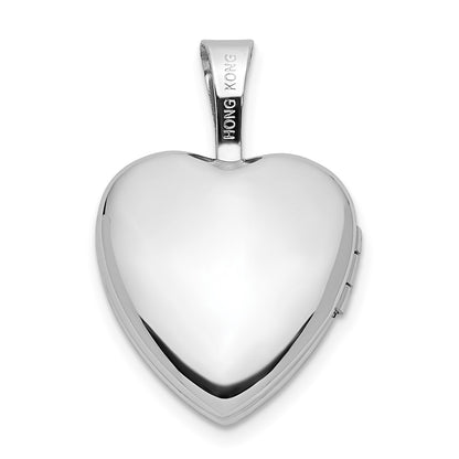 14k White Gold 12mm Satin with Enamel Rose Heart Locket