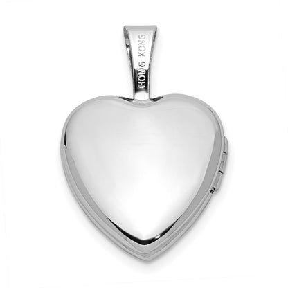 14k White Gold 12mm w/ .01ct. Diamond Star Heart Locket