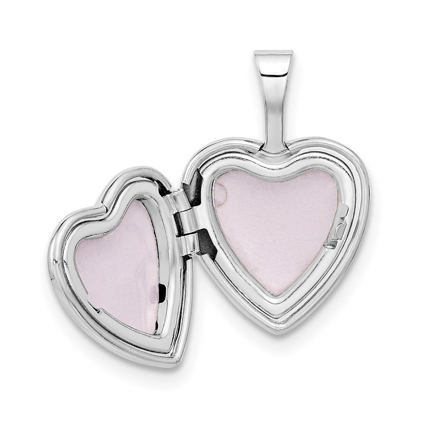 14k White Gold 12mm w/ .01ct. Diamond Star Heart Locket