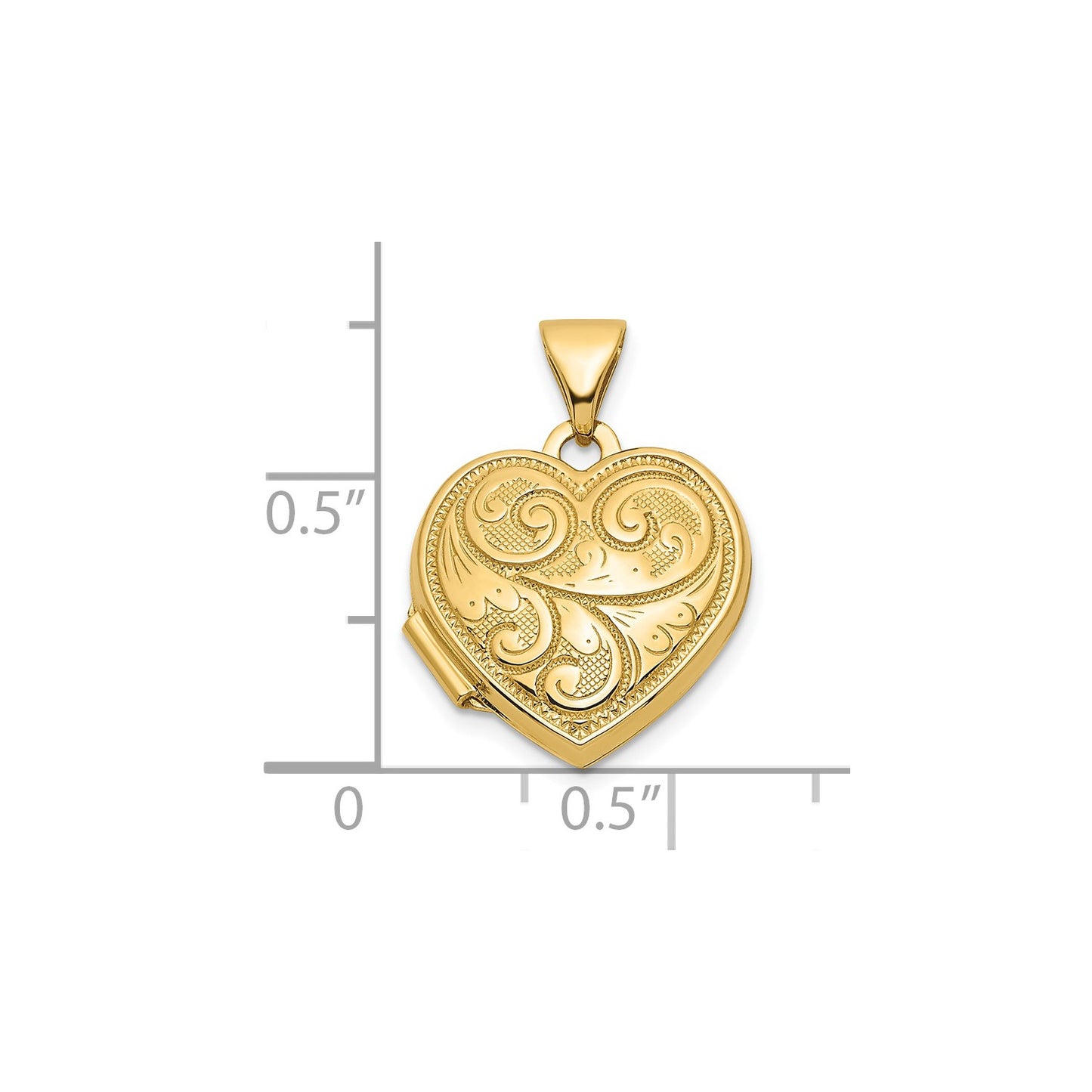 14ky Reversible Swirl Design 15mm Heart Locket