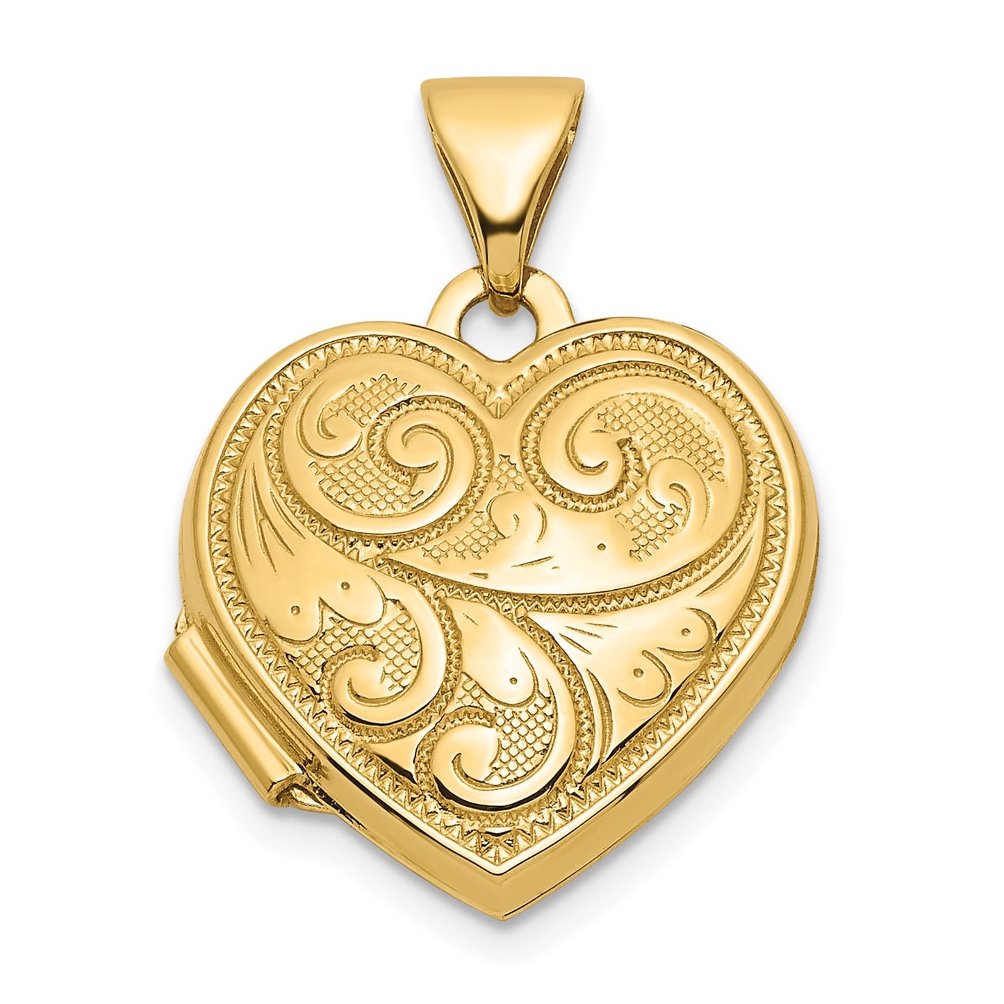 14ky Reversible Swirl Design 15mm Heart Locket