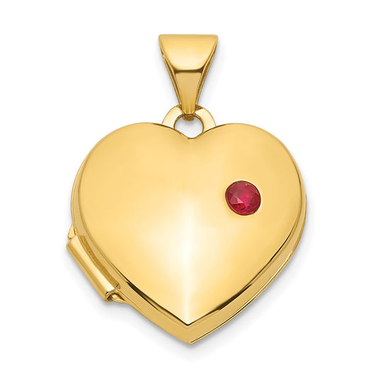 14k Ruby 15mm Heart Locket