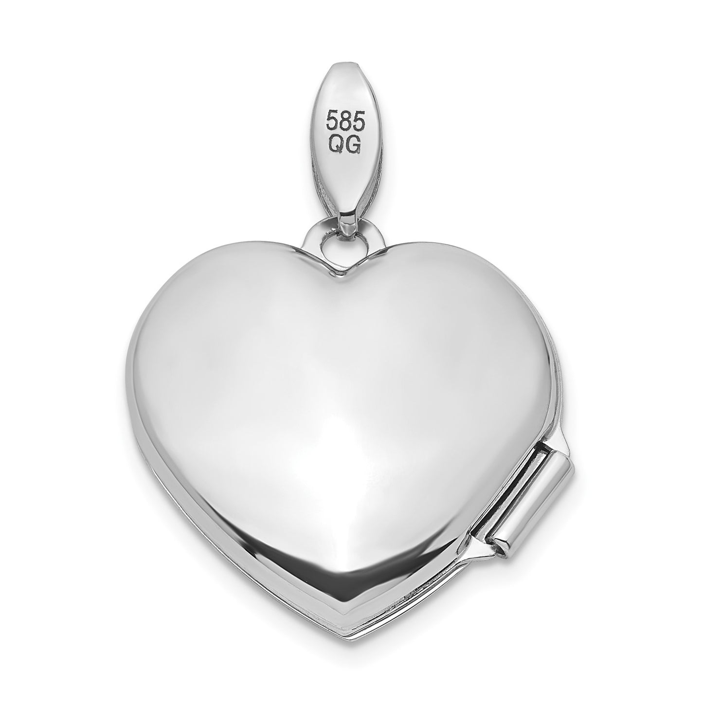 14k White Gold Quilted Texture 18mm Heart Locket