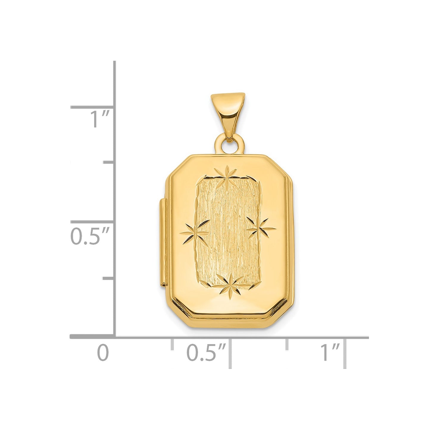 14ky Diamond-cut Brushed 20mm Rectangular Locket