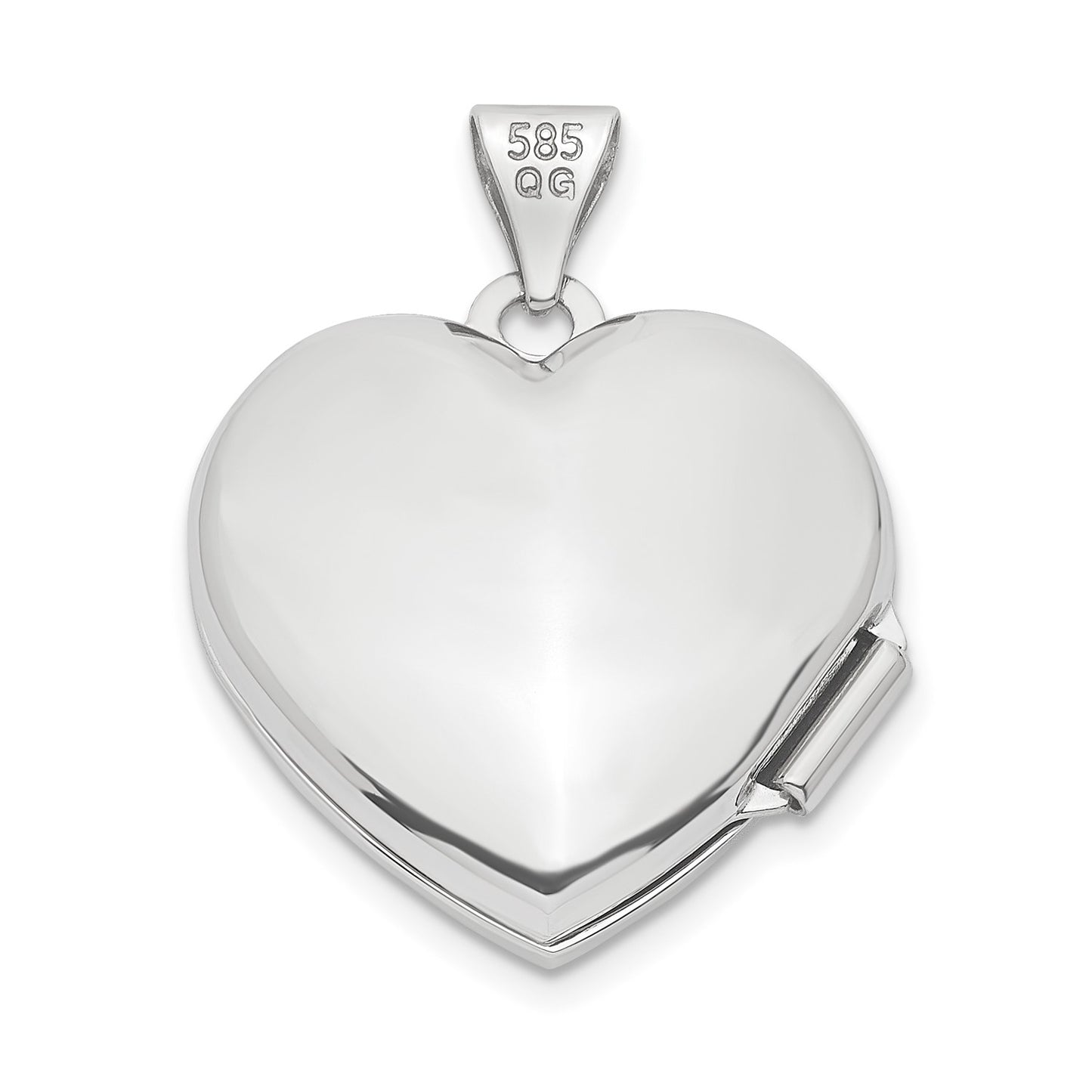 14k White Gold Tree 18mm Heart Locket