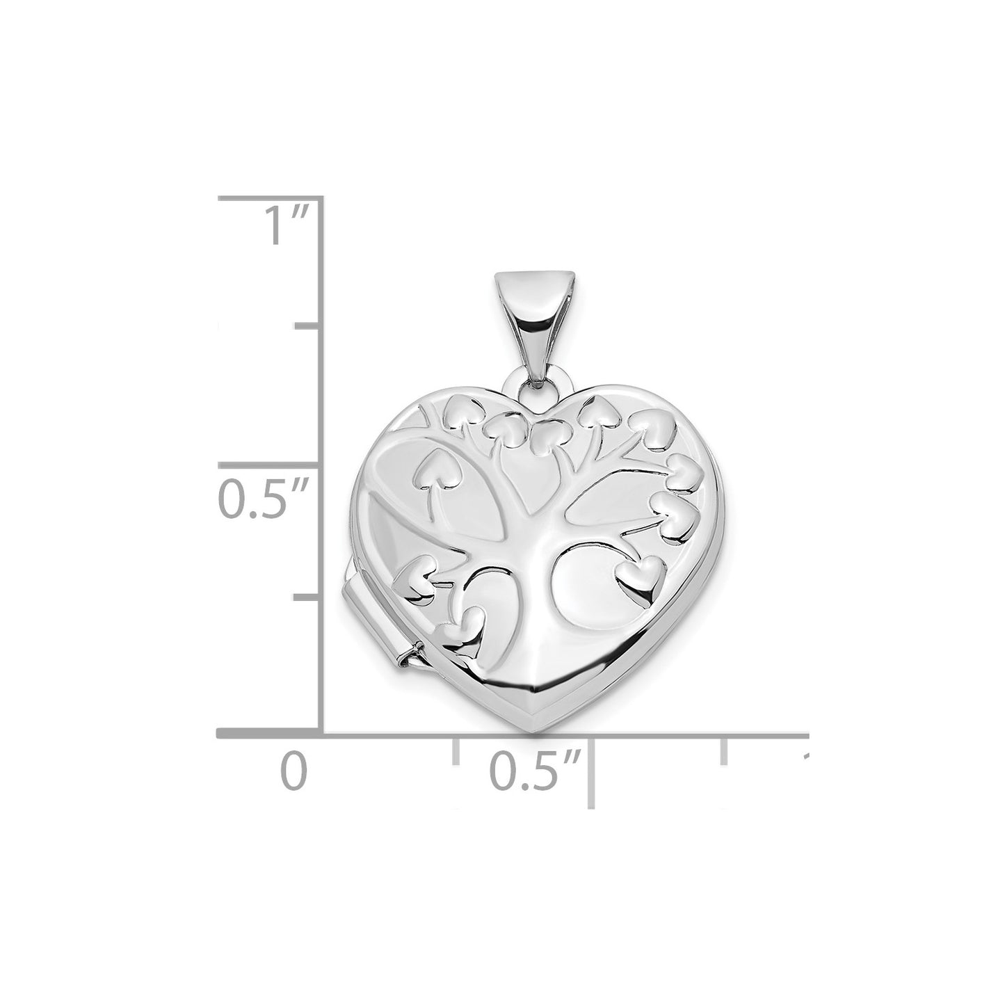 14k White Gold Tree 18mm Heart Locket