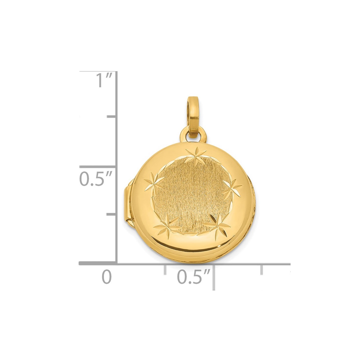 14K Polished and Brushed 16mm D/C Round Locket