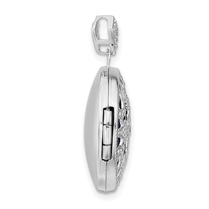 14k White Gold Filigree .01ct Diamond 20mm Round Locket