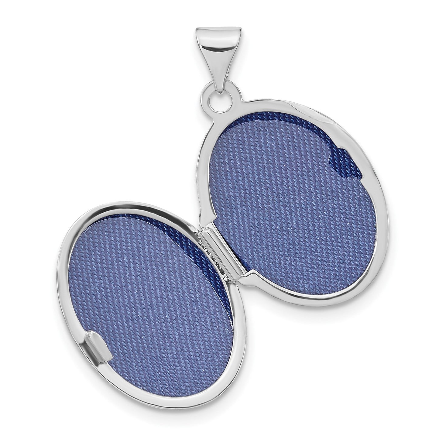 14k White Gold Enamel Leaves 19mm Oval Locket