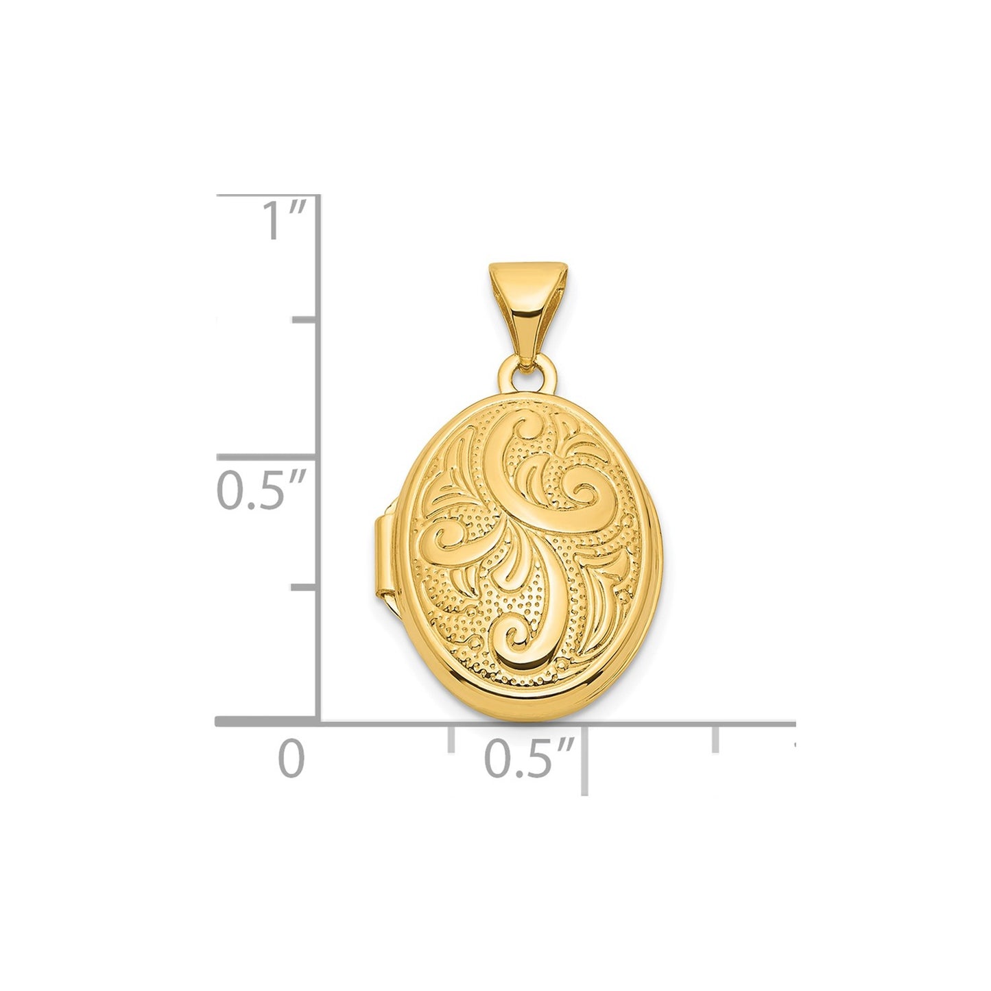 14k Yellow Gold Swirl Design 17mm Oval Locket