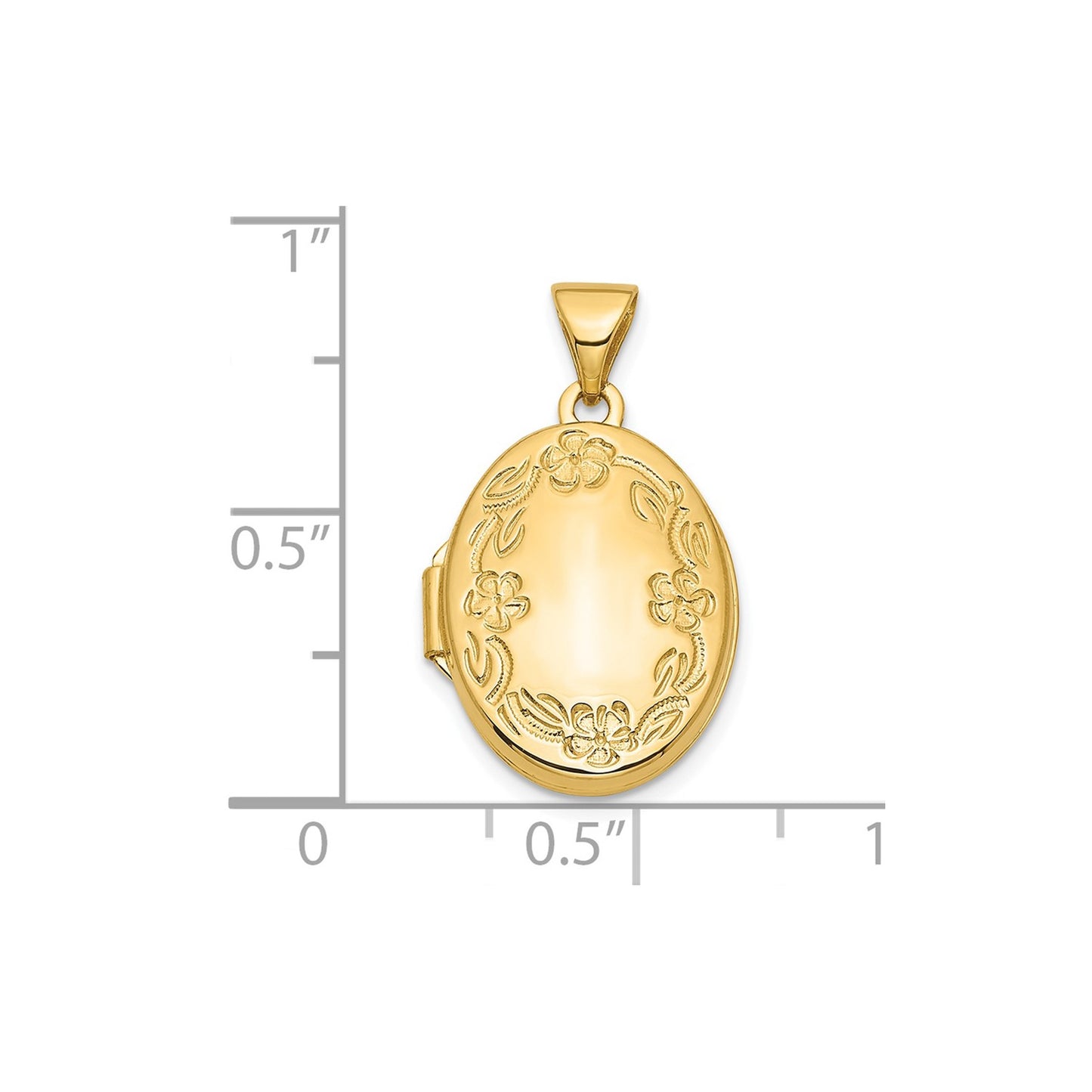 14k Floral 17mm Oval Locket