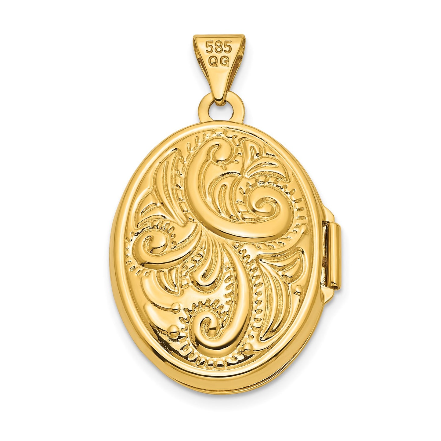 14ky Reversible Swirl Design 21mm Oval Locket