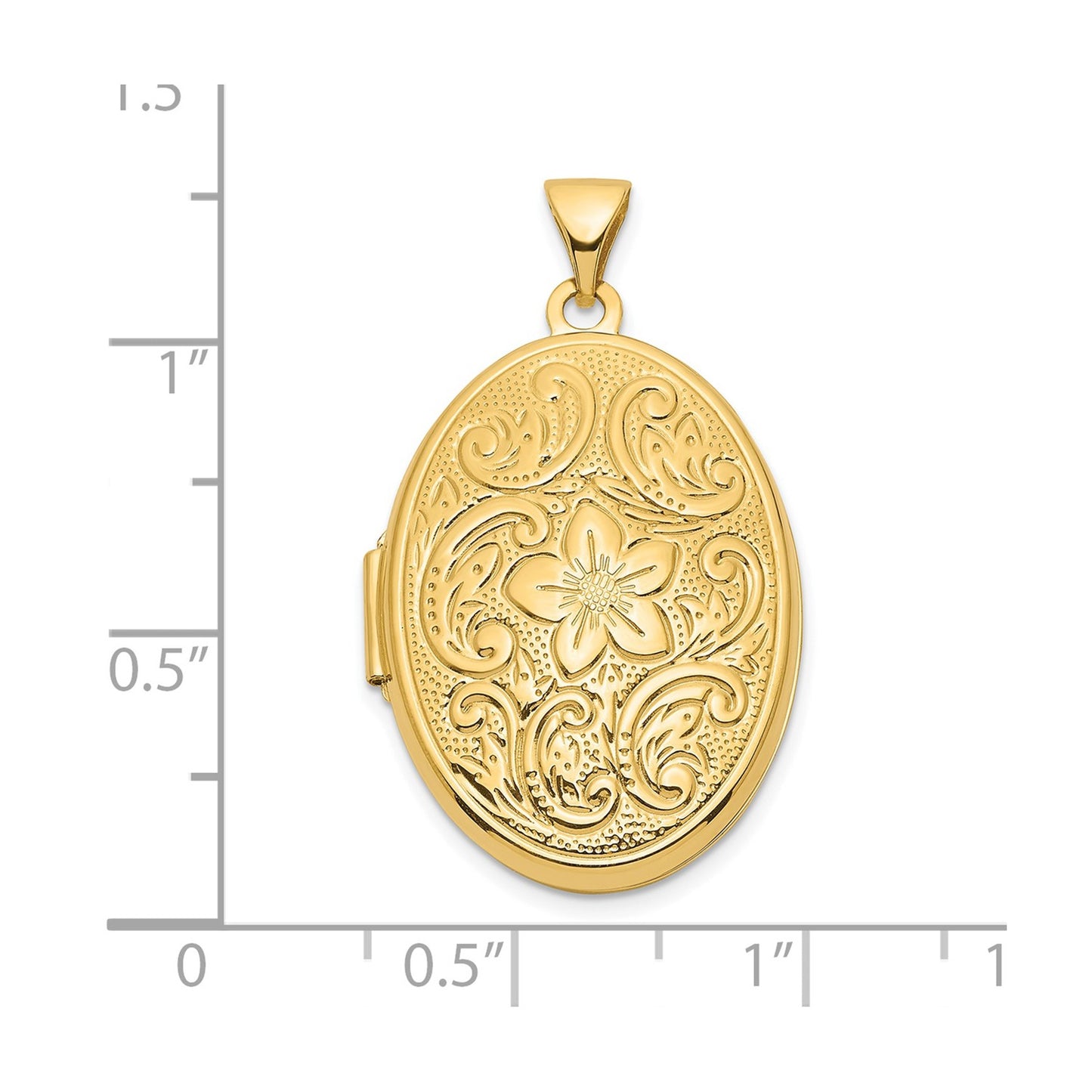 14ky Reversible Floral Swirl Design 26mm Oval Locket