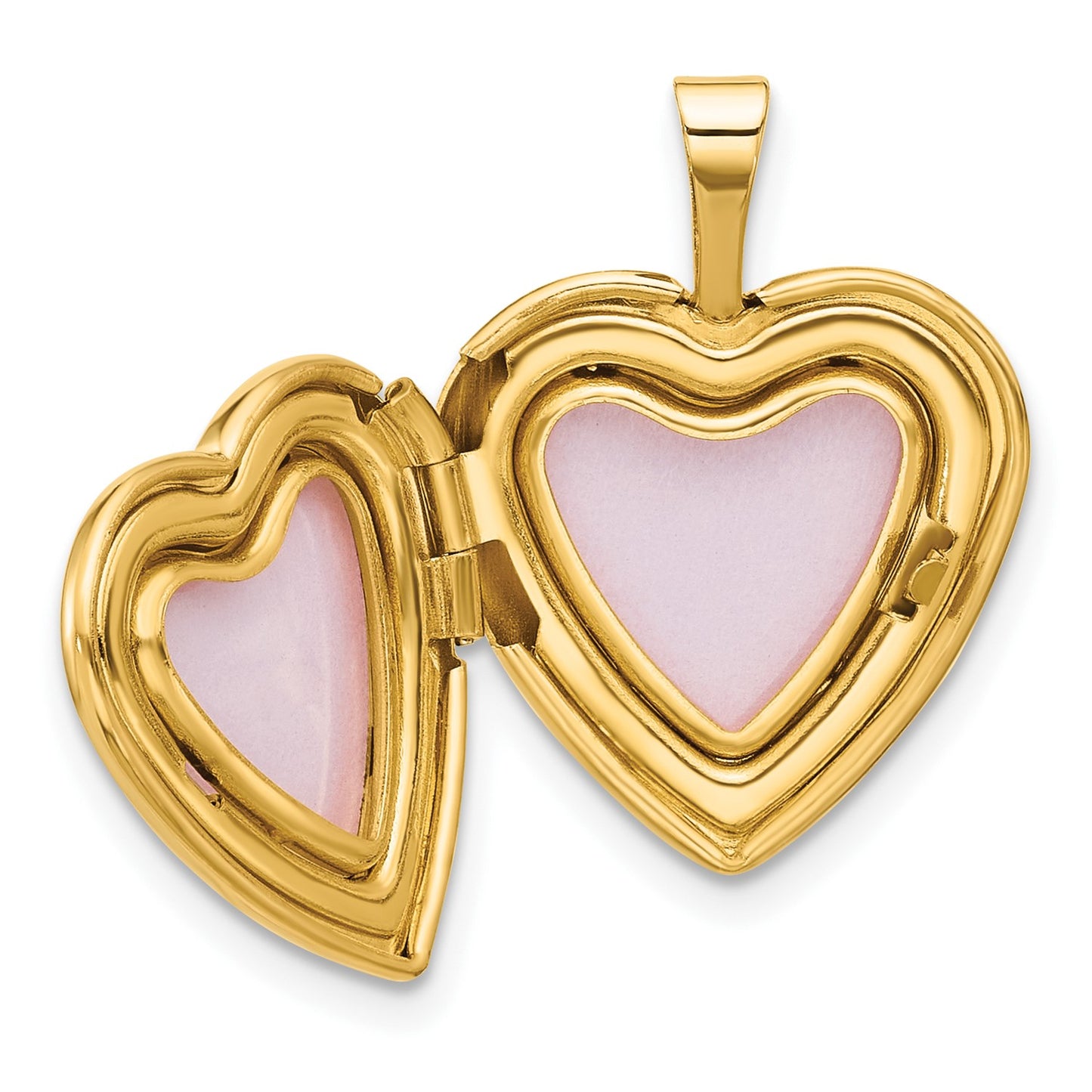 14K Polished and Satin w/ Enamel 16mm I LOVE YOU Rose Heart Locket