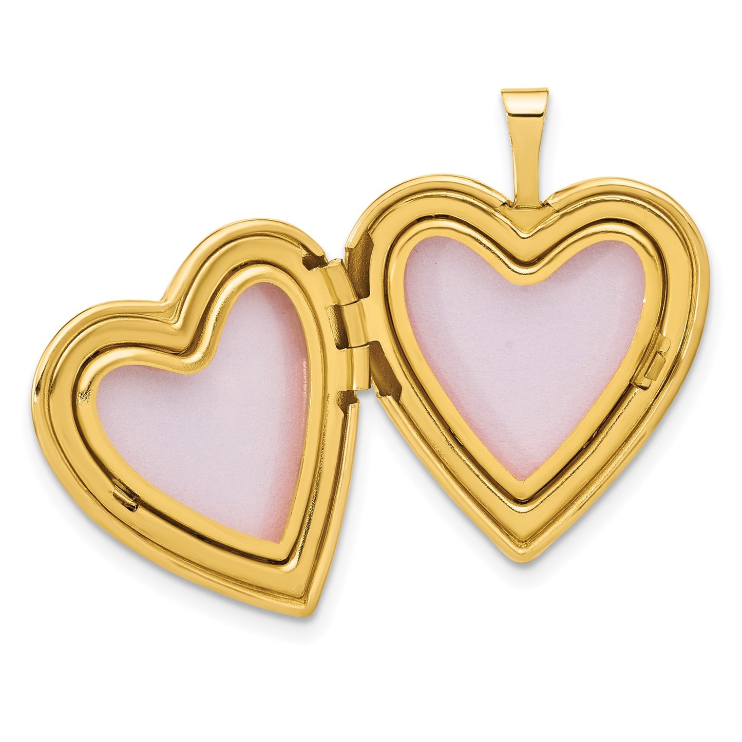 14K Satin and Polished Angel Wings 20mm Heart Locket