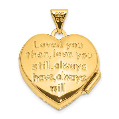 14ky Polished Heart Border 18mm Love you Reversible Heart Locket