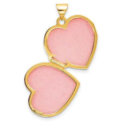 14ky Polished Heart Border 18mm Love you Reversible Heart Locket